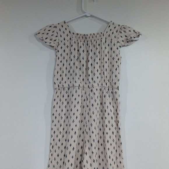 Old Navy Linen Blend Smocked Jumpsuit Romper Cream Navy Blue Size Small Size 6 - Picture 4 of 5